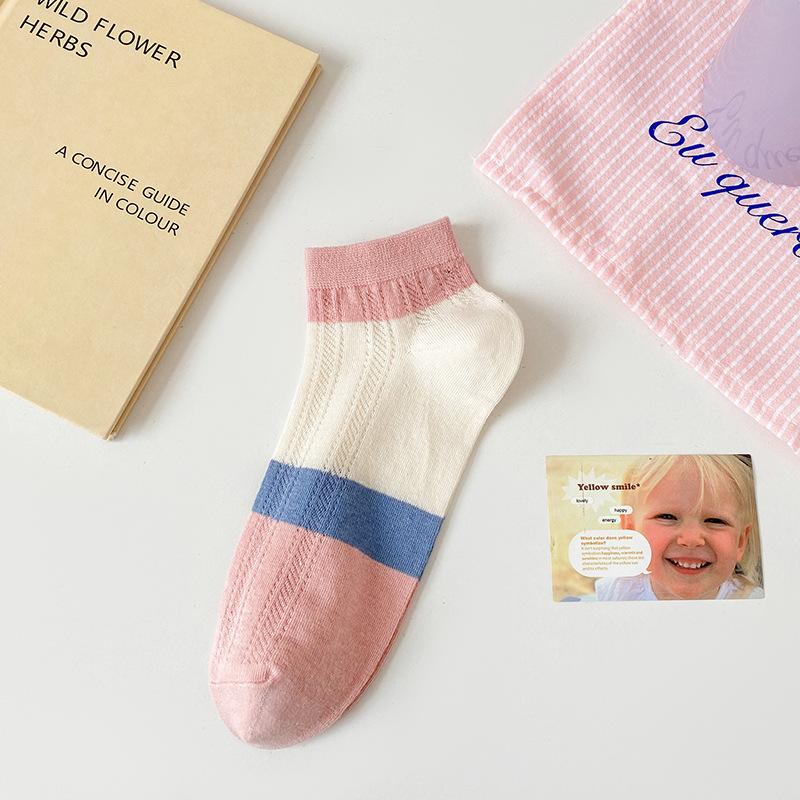 Women's Spring and Summer Short Cotton Socks, Breathable Boat Socks, Sweat-absorbing Net Socks, Summer Thin Girls' Cartoon Short Socks Trend