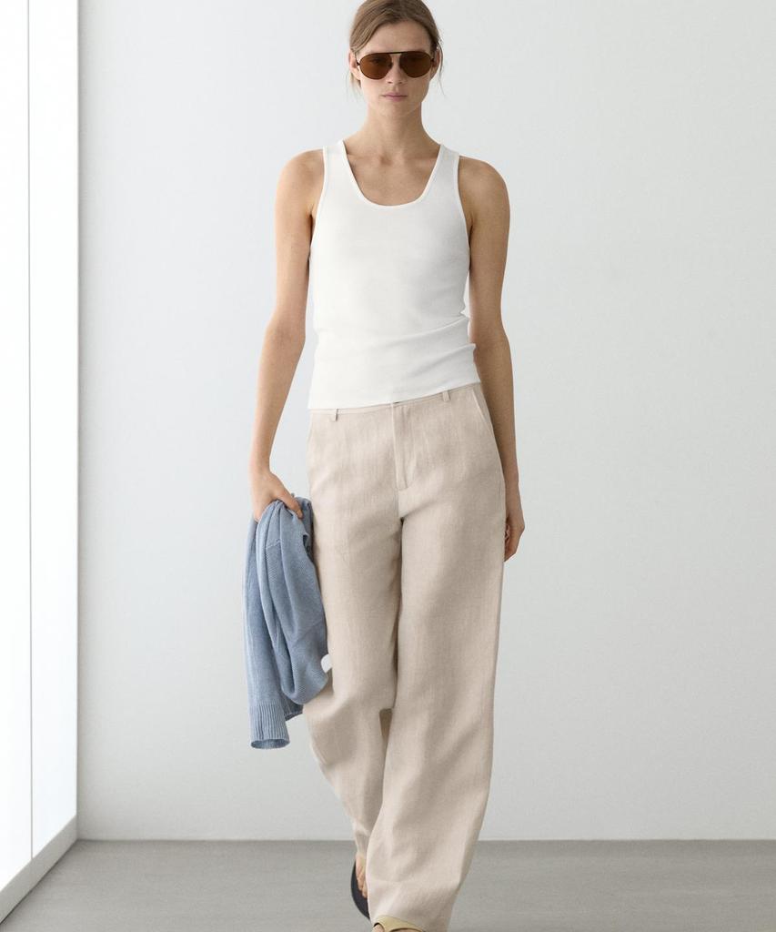 Masimodutti 100% Linen Relaxed Fit Pants