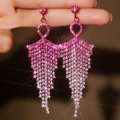 Accesorios Pendientes de circonita de lujo ligero Pendientes de botón de moda de alta gama Pendientes de borla femeninas