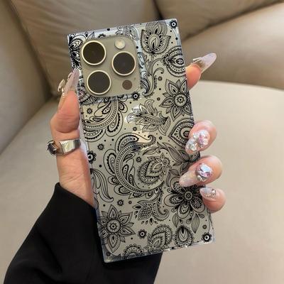 Clear Square Back Tube Case Protection For iPhone 16 ProMax 15 Plus 14 Pro Max 13 11 12 Anti-Oxygen,Summer Flowers Pattern Casing