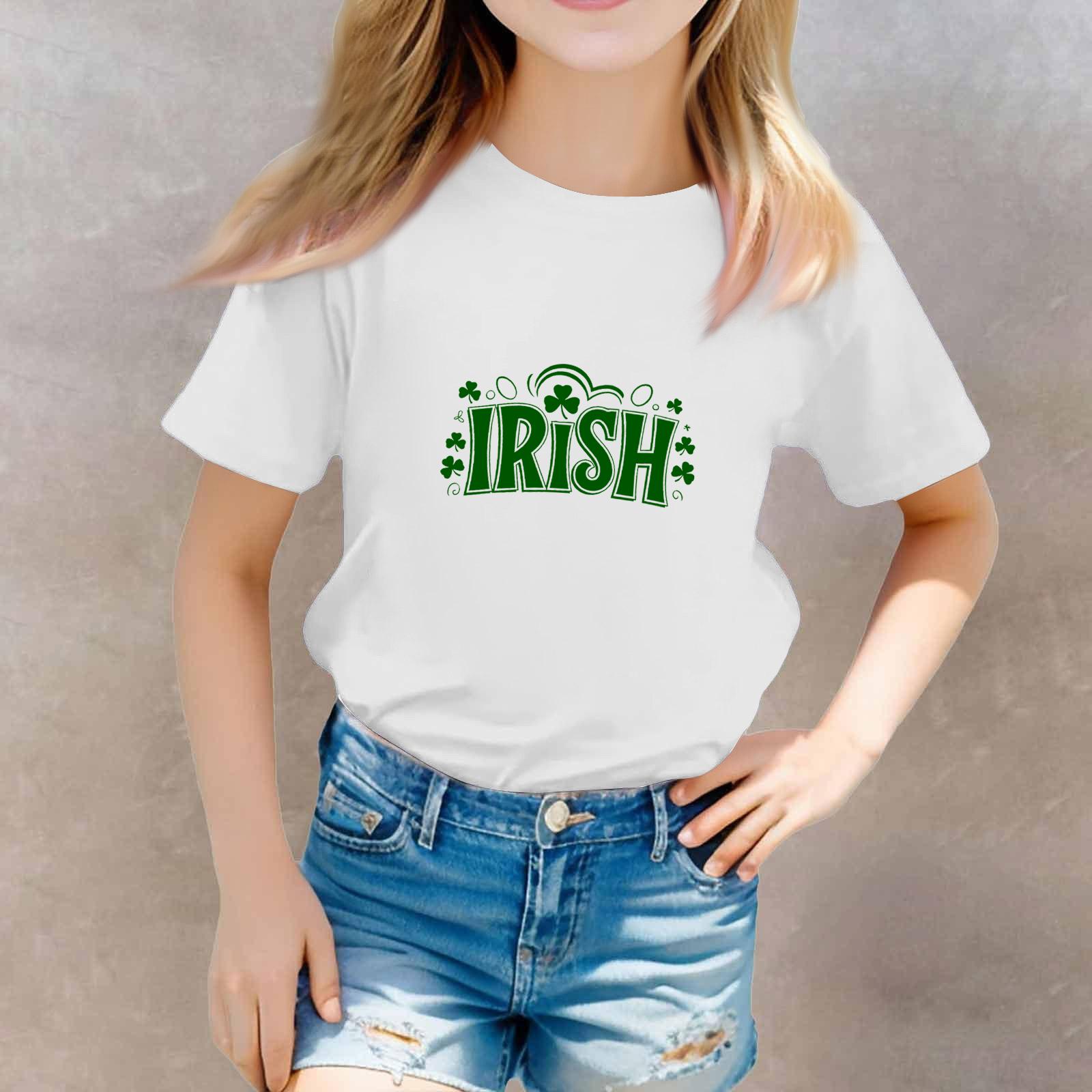 

St. Patrick s Day Toddler Girl Boy T-Shirts Kids Top Boys And Girls Printed Short Sleeved T-shirt 160 білий