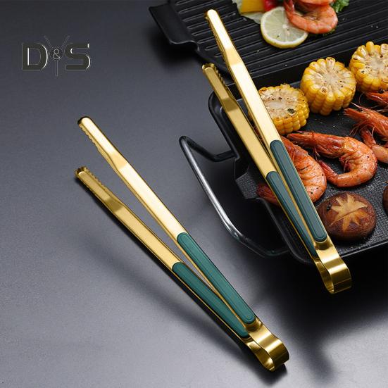 Food Tongs Anti-slip Multi-functional Non-stick Stainless Steel Salad Tongs