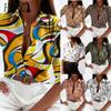 Women's Fashion Casual Solid Color Print Long Sleeve POLO Neck Blouses & Shirts