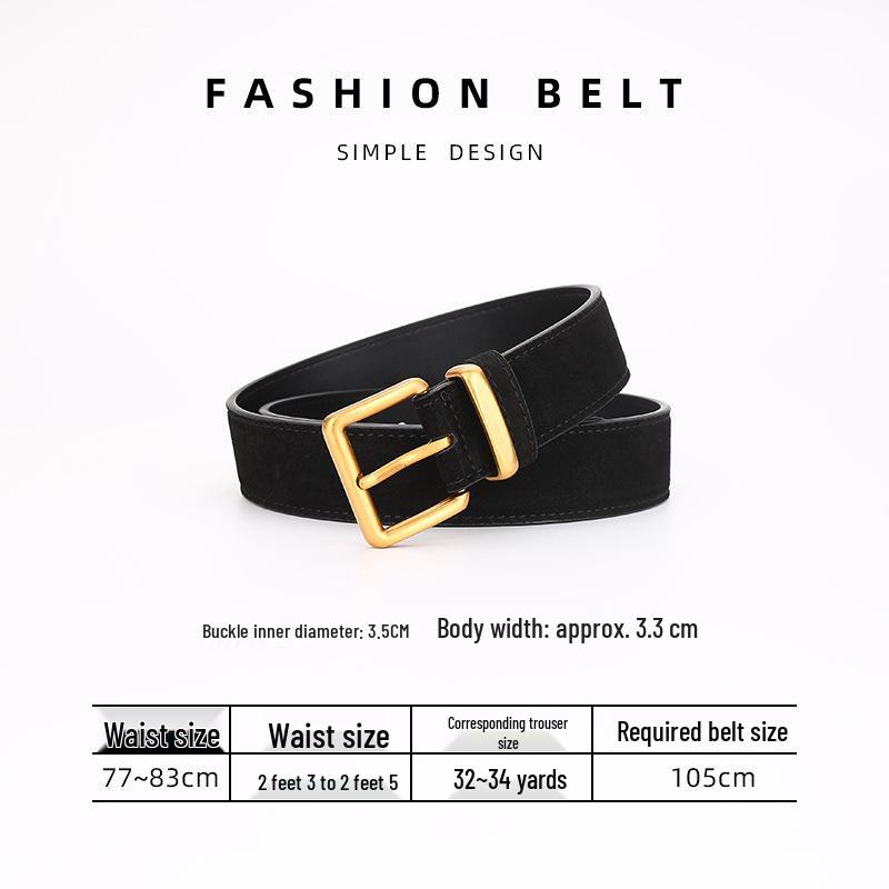 Women s Genuine Leather Pin Buckle Belt - Versatile & Fashionable Cowhide for Jeans (2025 Style) 105 cm чёрный