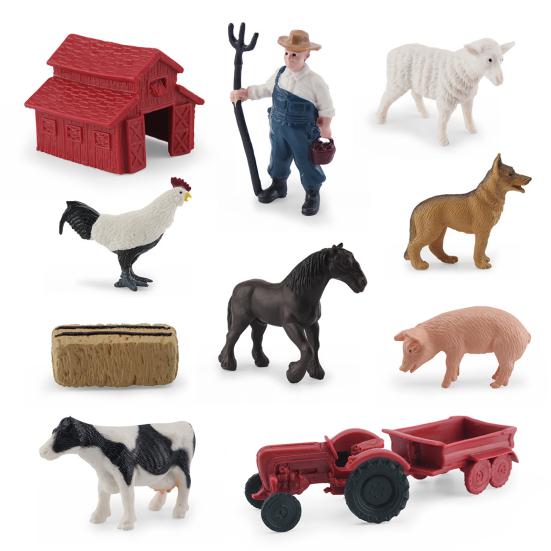 1 Set Farm Animal Figurines Cute Plastic Miniature Figurine Pretend Toys Scene Props Educational Toy Solid Model Simulation Cattle Sheep