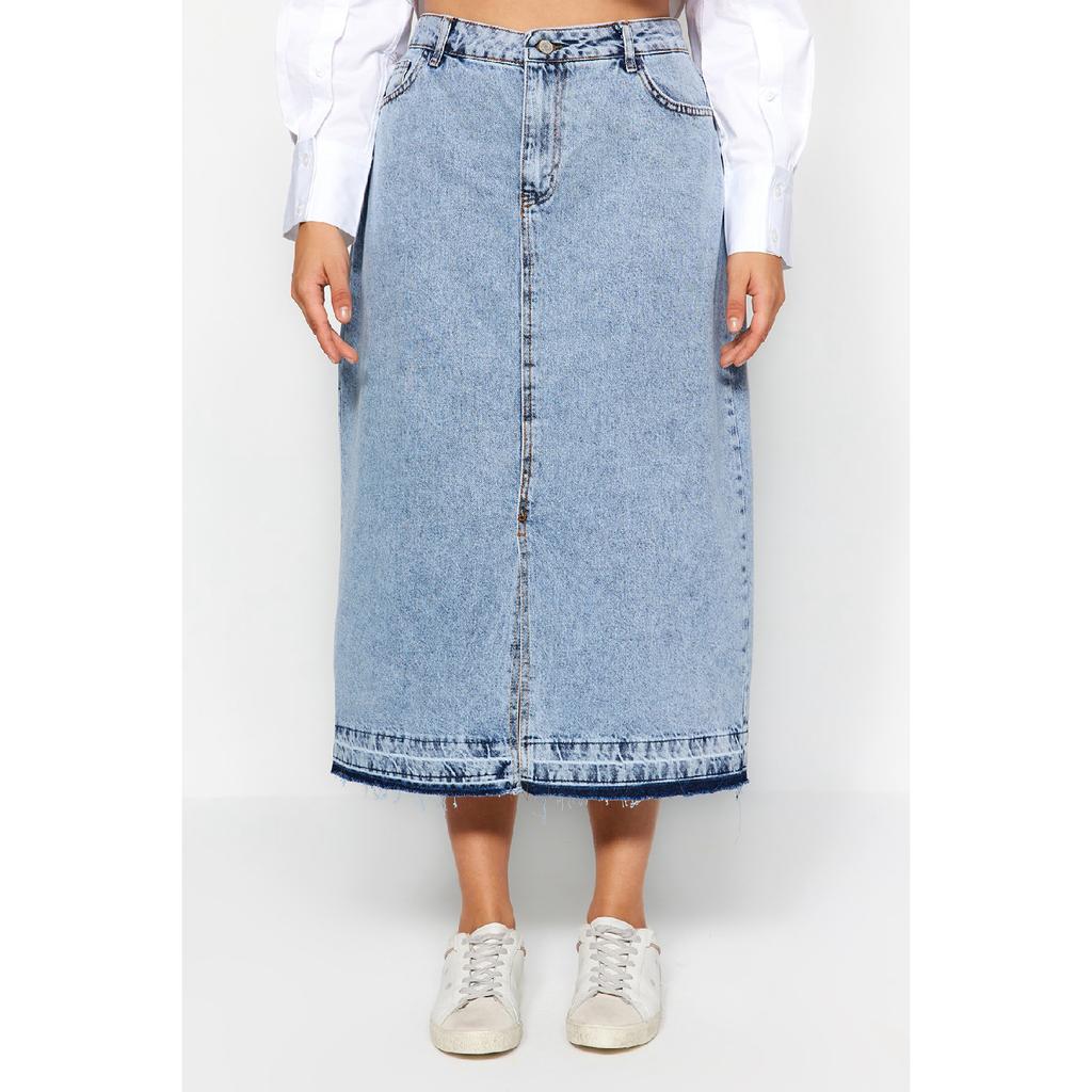 Blauer Jeansrock mit Schlitz vorne Tbbss23az00054