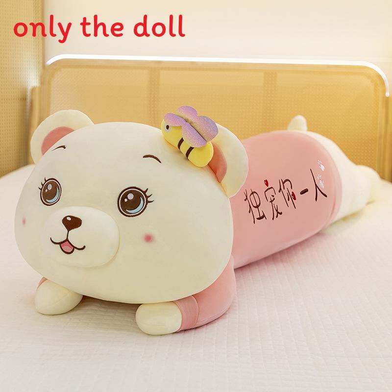 Rabbit Long Plush Toy With Bow And Embroidery Design For Kids Girls Sleep Gift