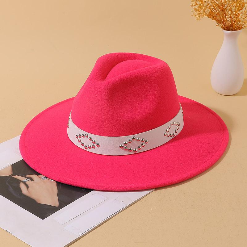 

New autumn and winter trend personalized hat bowler hat British fashion versatile street hat woman рожевий червоний колір