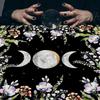 Celestials Flower Tarots Tablecloth Sun and Moon Sacrifice Divination Cloth for Card Readings And Divination