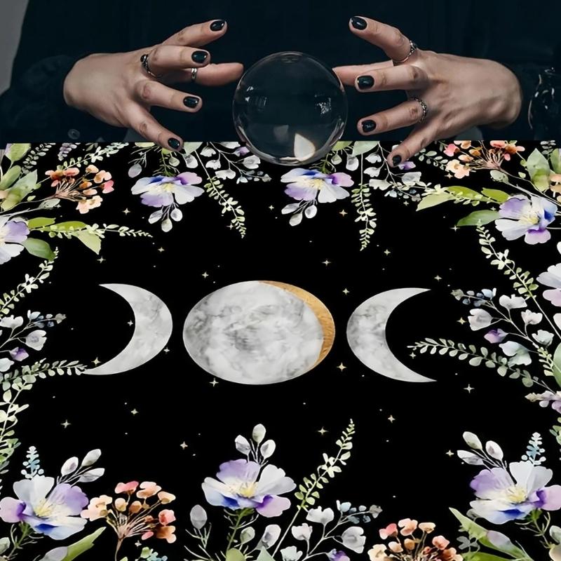 Celestials Flower Tarots Tablecloth Sun and Moon Sacrifice Divination Cloth for Card Readings And Divination