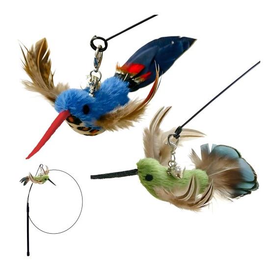 YUN YUE Cat Toys, Birds, Cat Toys, Solo Play, Never Get Bored, Cat Toys, 3 Piece Set, Fishing Rod, Cat Play, Natural Feathers, Fluffy, Switchable,