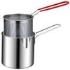 Kitchen Fryer with Strainer & Food Tongs Stainless Steel Tempura Small Deep Frying Pan Deep Fryer Pot for Kitchen Fried Chicken
