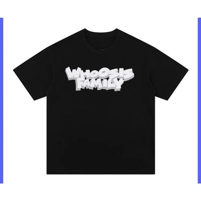 Spring and Summer Fashion Brand Cartoon Font Printed Short-sleeved T-shirt Heavy Cotton Men and Women Casual Street Style