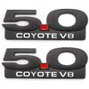 2PCS 5.0 Coyote V8 Emblem Decal Replacement for F150 Fx4 Mustang GT Metal Right/Left/Tailgate Badge Car Truck Accessories (Black)