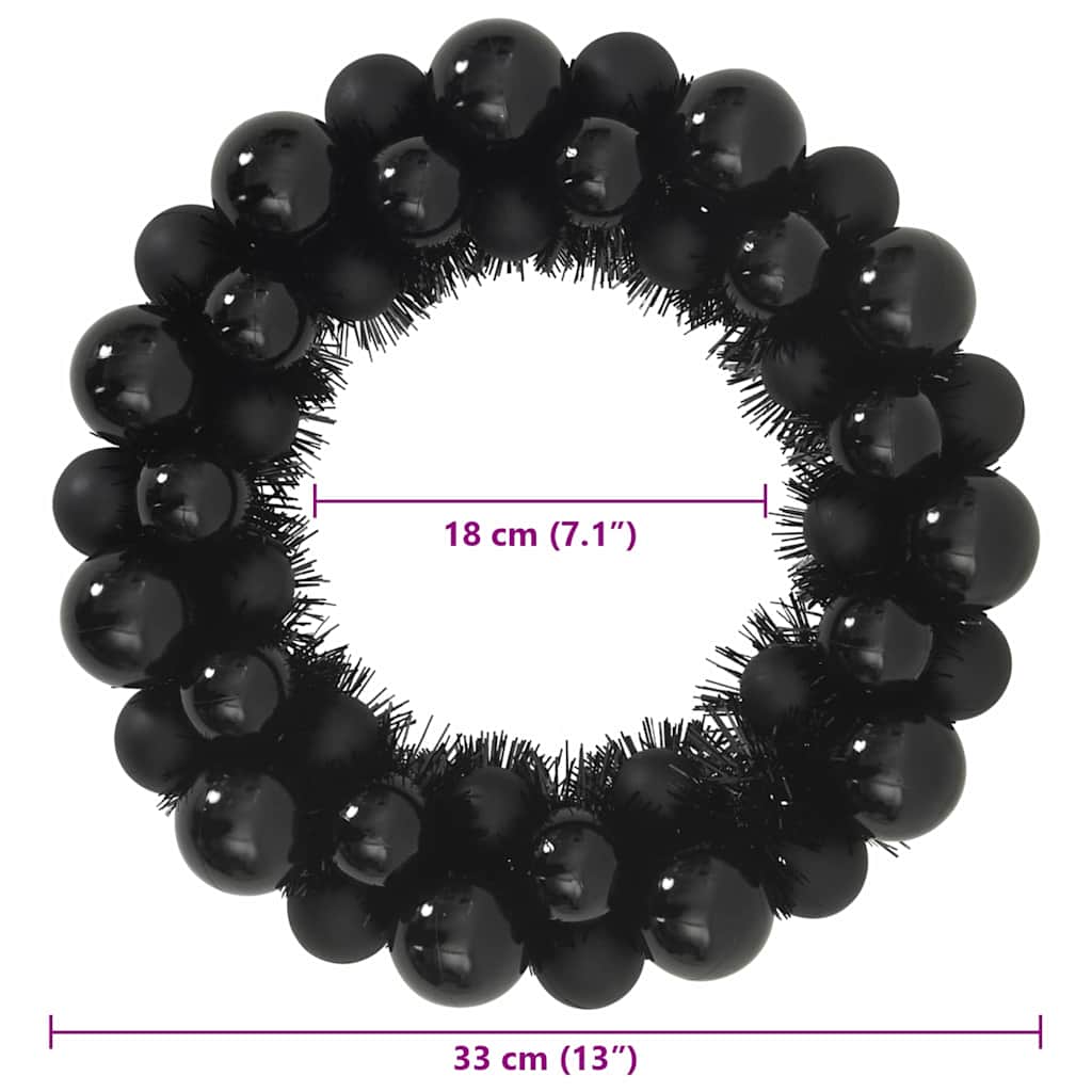 Christmas Ball Wreaths 2 pcs Black 33 x 33 x 7 cm Polystyrene