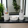 Ceramic Bathroom Accessories Set of 3 | Modern Luxury Bath Set with 300ml Soap Dispenser, Toothbrush Holder & Soap Dish | Bathroom Decor Items