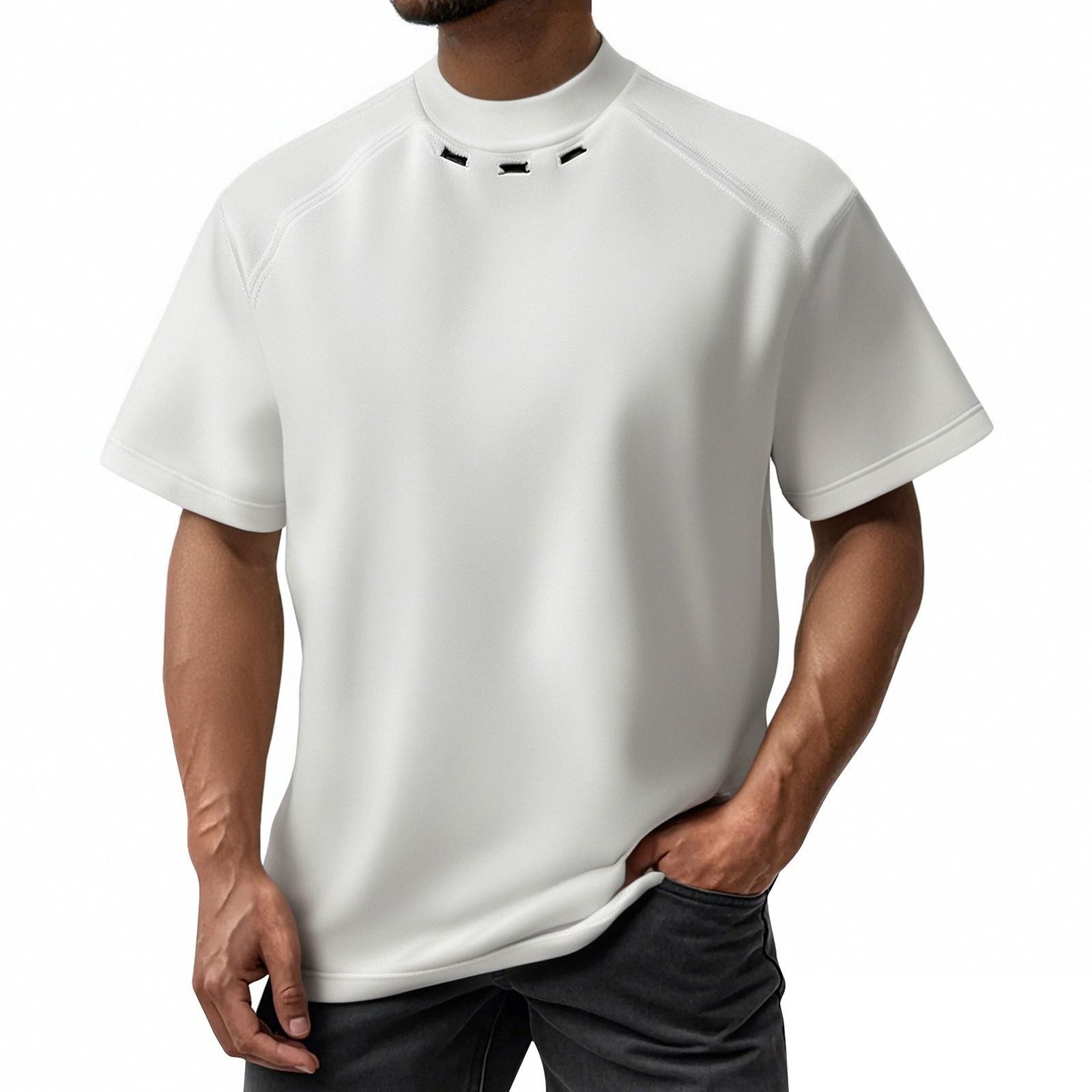 

Мужская летняя свободная футболка в американском уличном стиле, модная, с металлической отделкой, с коротким рукавом XL белый