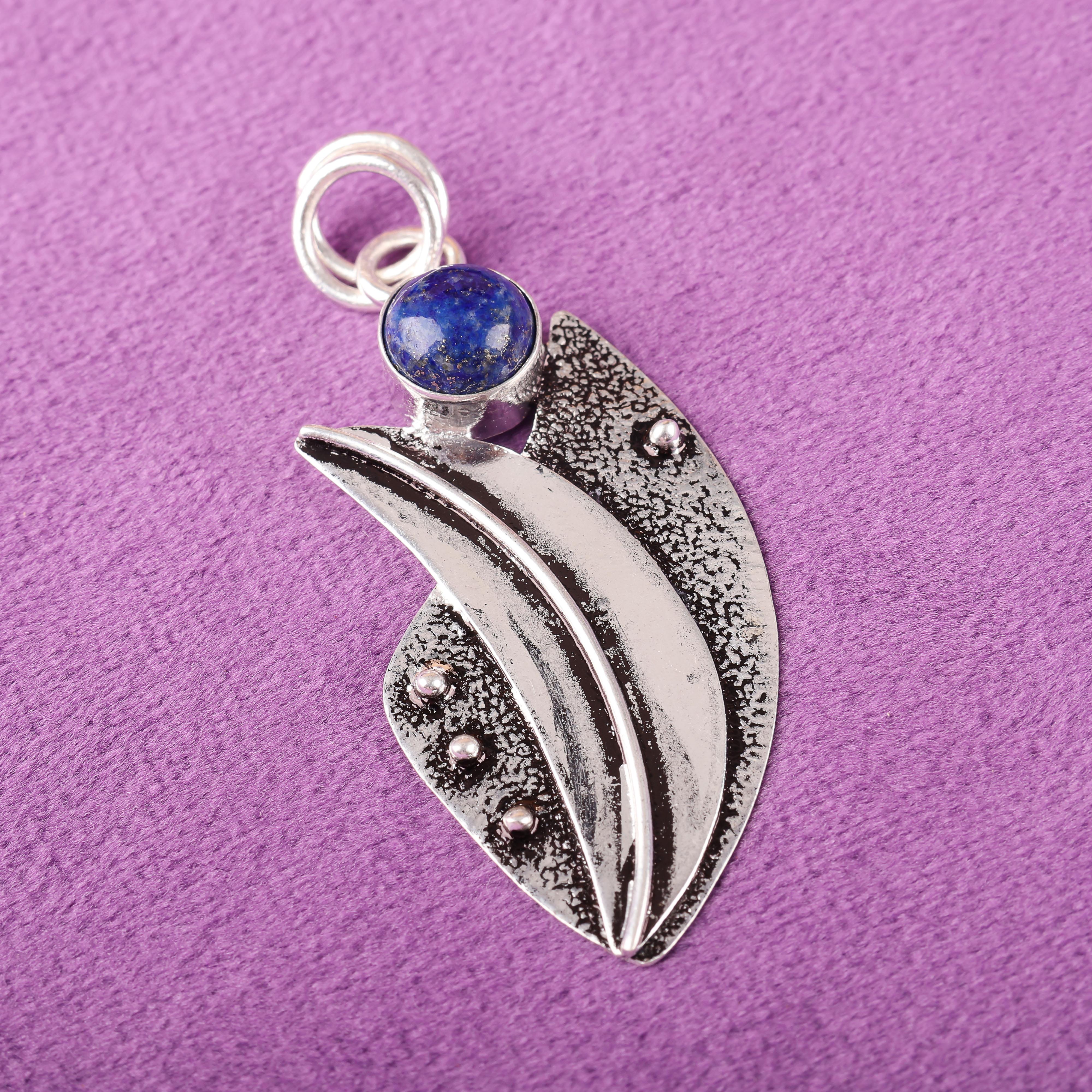 

Подвеска из лазурита, ювелирное изделие ручной работы из драгоценных камней, кулон из цельного серебра 925 пробы, уникальный дизайн ювелирного украшения синий
