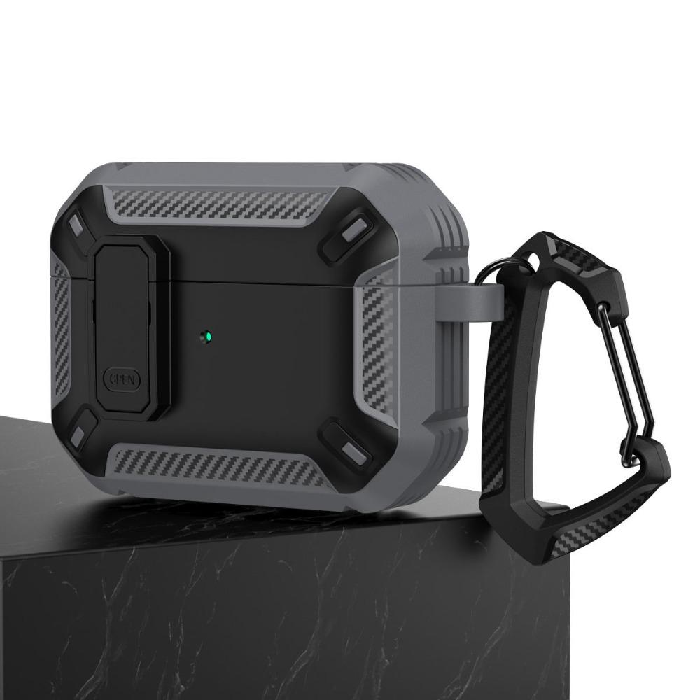

Armor Switch Button Earphone Case With Hook For Apple Airpods 4 3 Pro 2 1 Generation Anti-fall Charging Box Protective Cover For AirPods 3