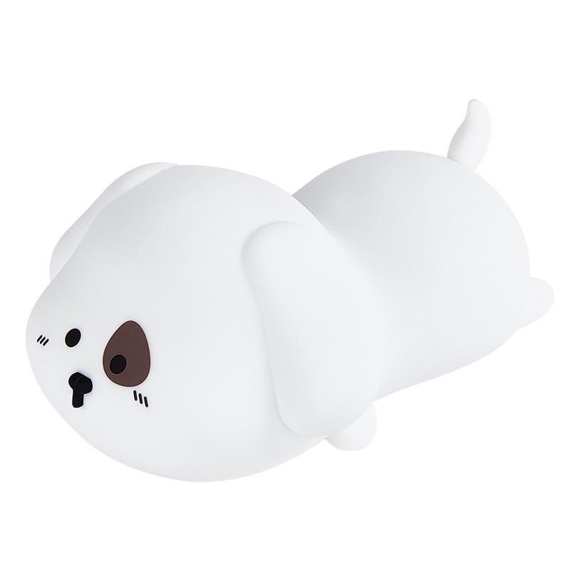Rechargeable Dimmable Silicone Puppy Night Light with Seven-Color Changing and Timer