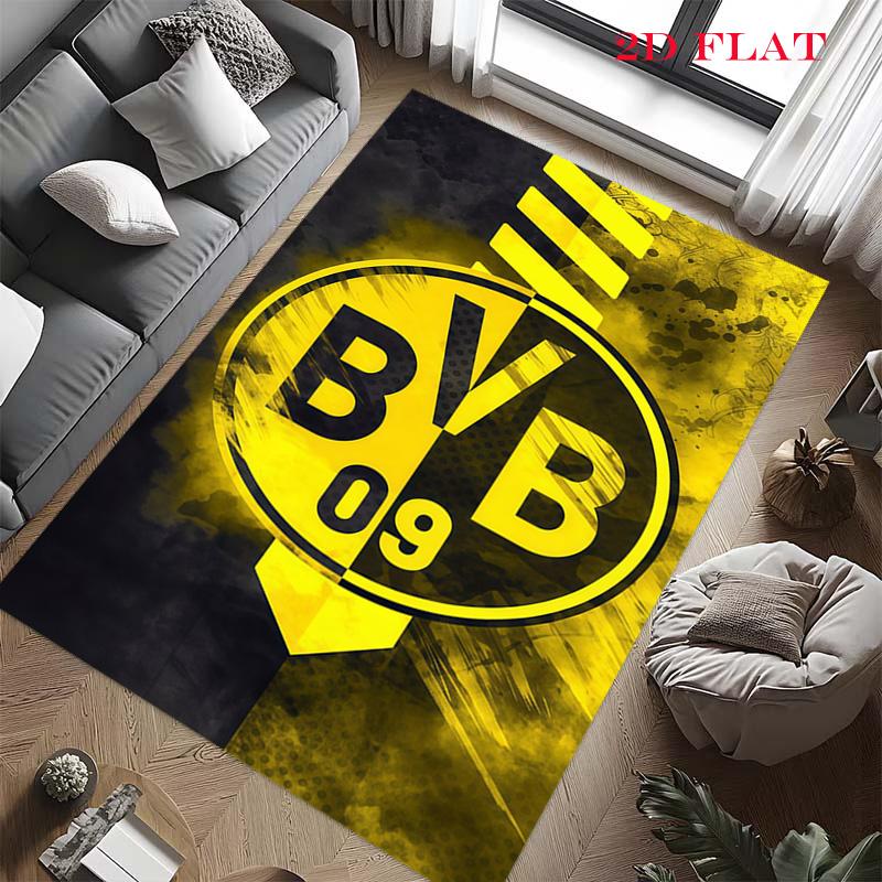 Borussia Dortmund Logo Teppich für Wohnzimmer Schlafzimmer Zuhause Sofadekoration, rutschfeste Bodenmatte für Kinder