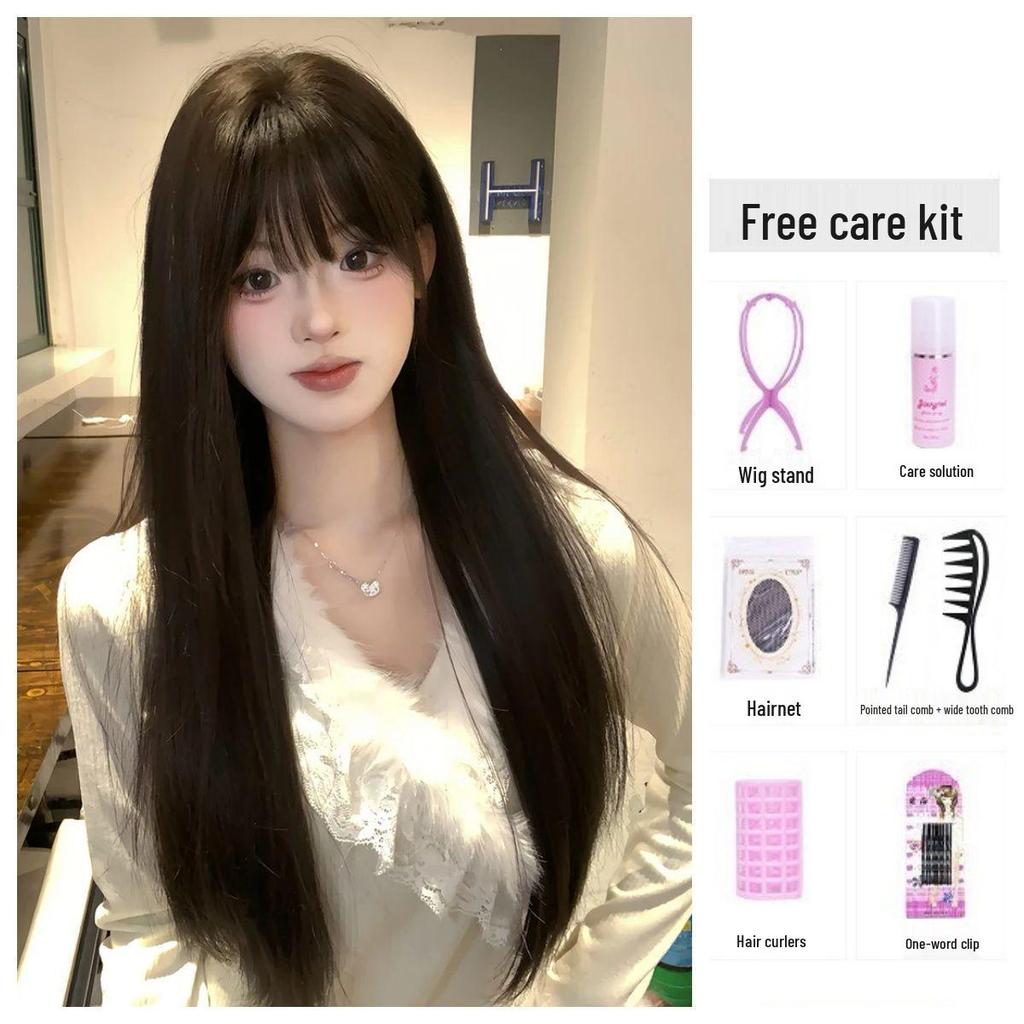 Net Sensation Tea Tea Wig: Brightening Milk Tea Gray-Brown, Korean Style with Big Waves, Elegant Face-Slimming, Realistic Full Head for Women