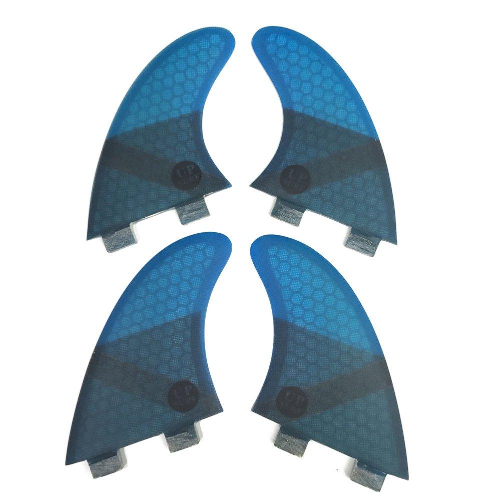 UPSURF Double Tabs K2.1 Carbon Surfboard Fins (Set of 4) (Blue)