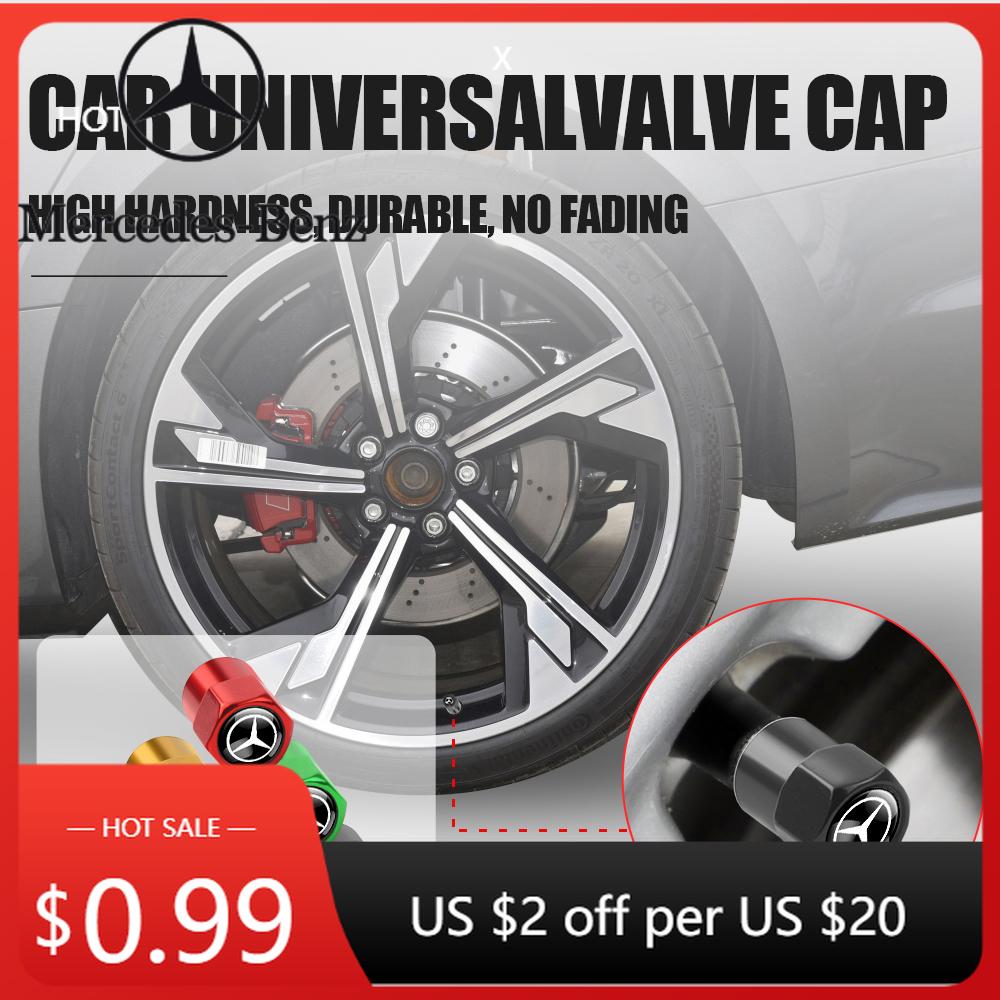 Hot Car Sticker 4Pcs Aluminum Alloy Car Tire Valve Stem Air Caps Anti-theft Airtight Cover For Mercedes benz AMG Class GLK GLA C