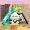 Cute Cartoon Animal Keychain Panda Eating Bamboo Bear Eating Burger Pig Eating Donut Silicone Key Pendant