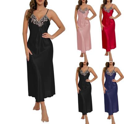 Fashion  Nightgown Female Ice Silk Silk Skirt Thin Sexy Simulation Silk Summer Backless Nightgowns