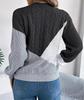 Womens Oversized Pullover Sweaters Crew Neck Long Sleeve Color Block Jumper Loose Knit Tunic Tops