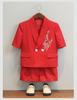 Boys' Chinese Style Summer Suit: Short Sleeve Embroidered Set for Weddings