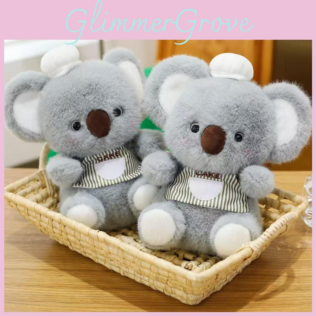 Cute Koala Chef Plush Doll With Striped Apron Decoration For Relaxing And Gift