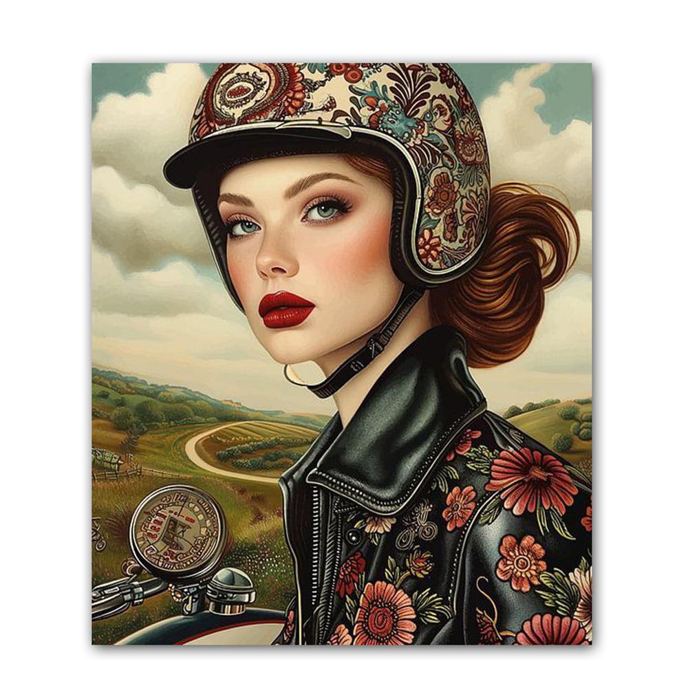 Diamond Mosaic Embroidery Beautiful Woman with Glasses Flower Diamond Painting Full Square Round Rhinestones Cross Stitch Art