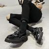 Muffin Shoes Men'S Platform Loafers Spring And Autumn New British Style Black Small Leather Shoes 25891-T