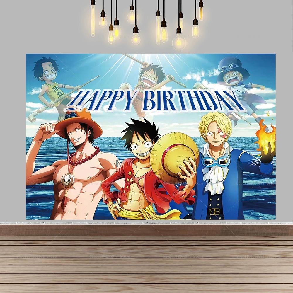 One Piece Luffy Pirate Cartoon Background Anime Adventure Decor Kids Birthday Baby Shower Party Wall Photography Banner Props