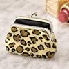 Leopard Print Coin Purse Fabric Change Purse Retro Kiss Lock Coin Pouch for Cash
