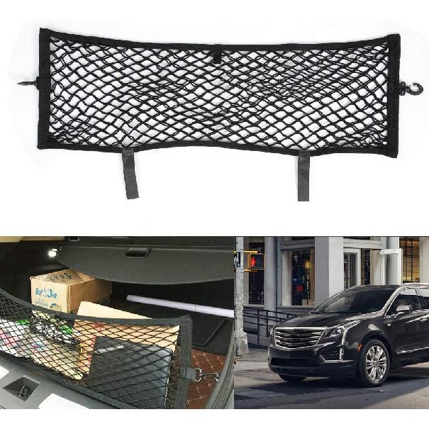 Aramox Car Rear Trunk Cargo Net, Trunk Elastic String Cargo Luggage Storage Double Layer Design Net Mesh for