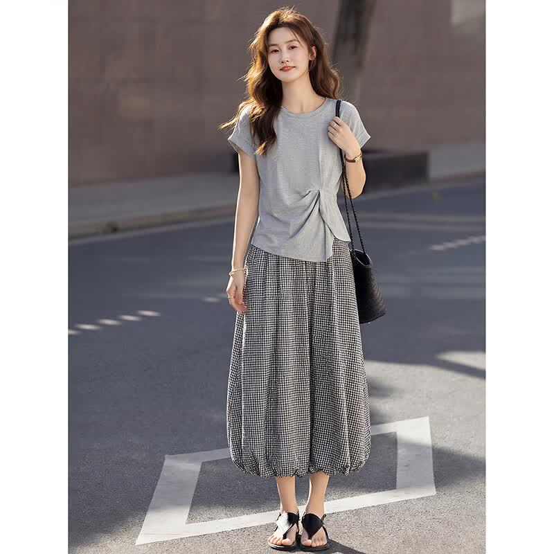 Lazy Style Two-Piece T-Shirt & Skirt Set