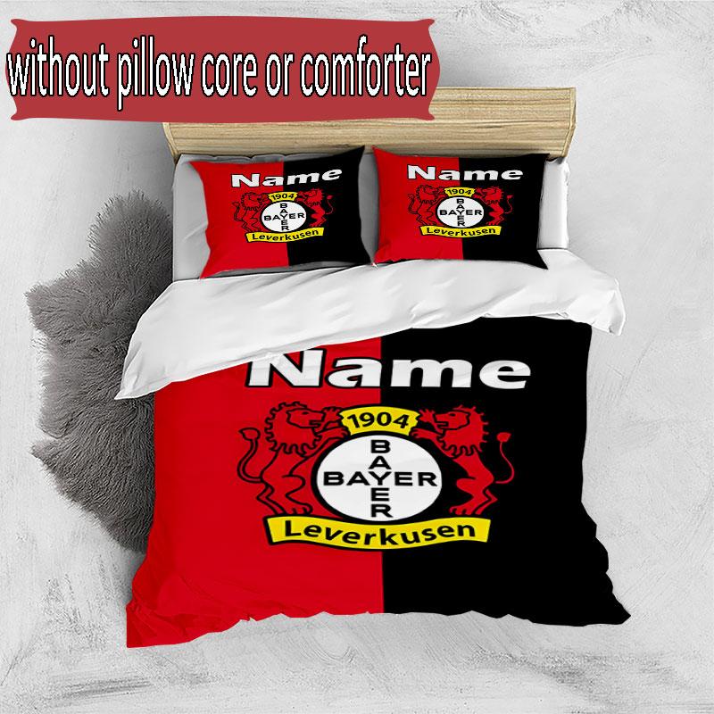 3pcs Duvet Cover Set (1*Duvet Cover + 2*Pillowcase, Without Core), Custom Name Bayer 04 Leverkusen Pattern Bedding Set, Home Bedroom Decor Gift