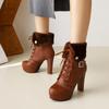 Women's High-heeled Short Boots Autumn and Winter New European and American Style Waterproof Table Thick-heeled Large-size Roman Short Boots