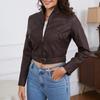 BITCED Women's Biker-Style Leather Jacket with Belt, Long Sleeves and Zip Fastening Spring/Autumn Leather Jacket