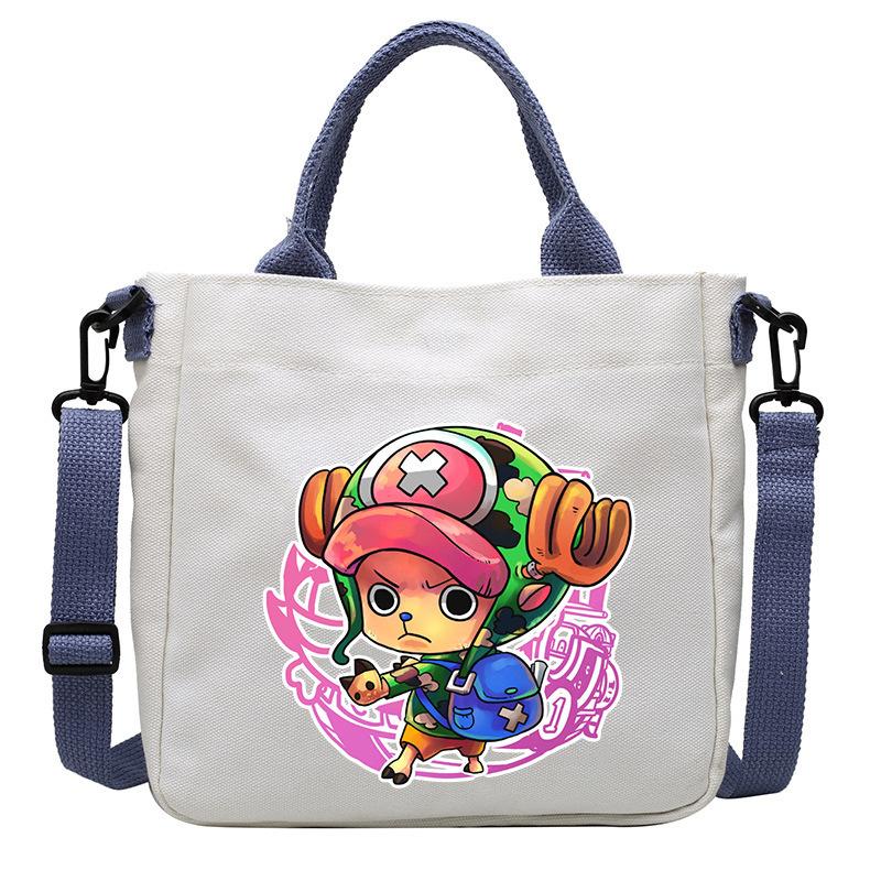 One Piece Canvas Bags Luffy Cartoon Anime Figures Print Shoulder Bag Outdoor Large Capacity Trendy Crossbody Handbag Gifts Poseable Articulated Scale