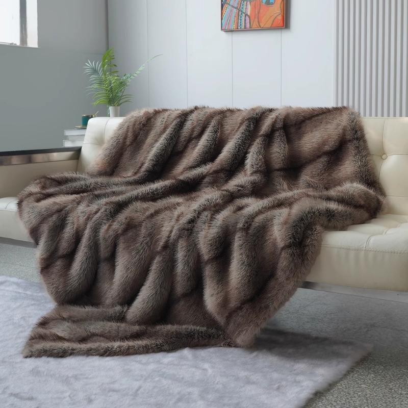 Luxury Faux Fur Blanket High-end Bed Fox Fur Blankets For Beds Plaid on The Sofa Cover Decoration Home Blankets And Throws