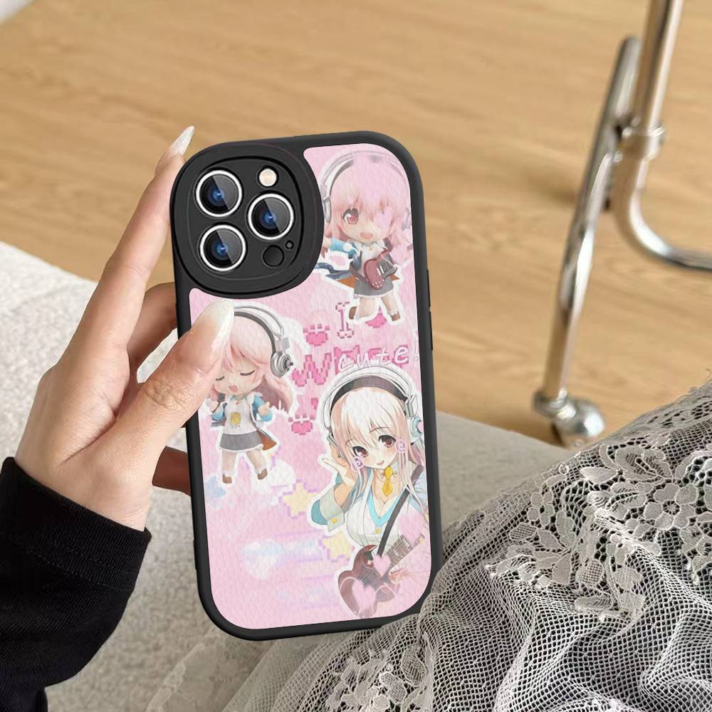 Classic Virtual Singer Super S-Sonico Leather Phone Case For IPhone 16 15 14 17 Pro Max 11 12 Mini Plus Soft Shell
