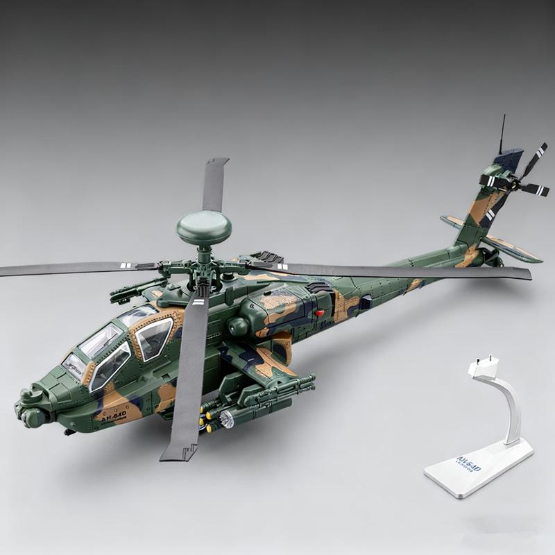 1/46 AH-64 Apache Alloy Utility Attack Advanced Helicopter Model Diecasts Metal Fighter Aircraft Model Sound Light Kids Toy Gift
