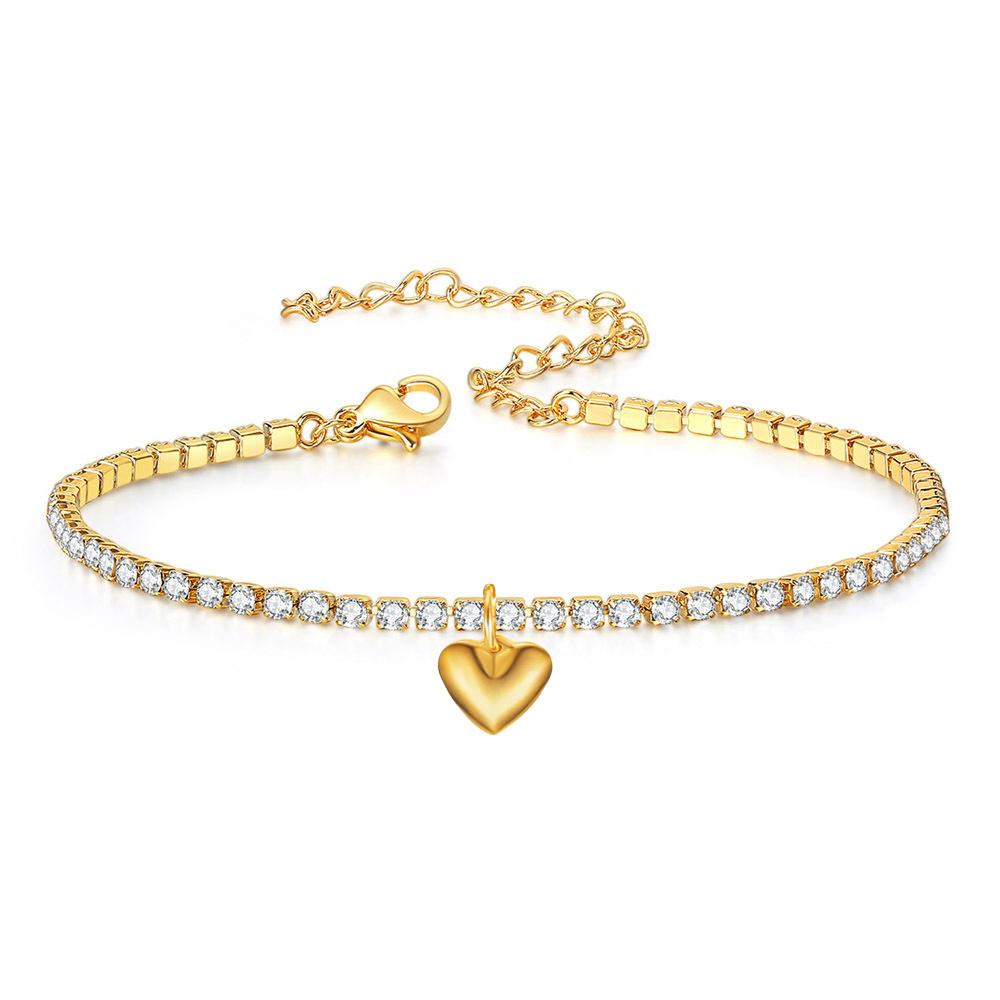 Punk 2mm Iced Out Tennis Chain Bracelet Female Gold Silver Color Stainless Steel Cubic Zirconia Bracelets for Women Jewelry Gift