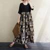 The real shot is the new 125kg fat MM to cover the meat and show thinness, and the color matching cotton and linen dress women's clothing.