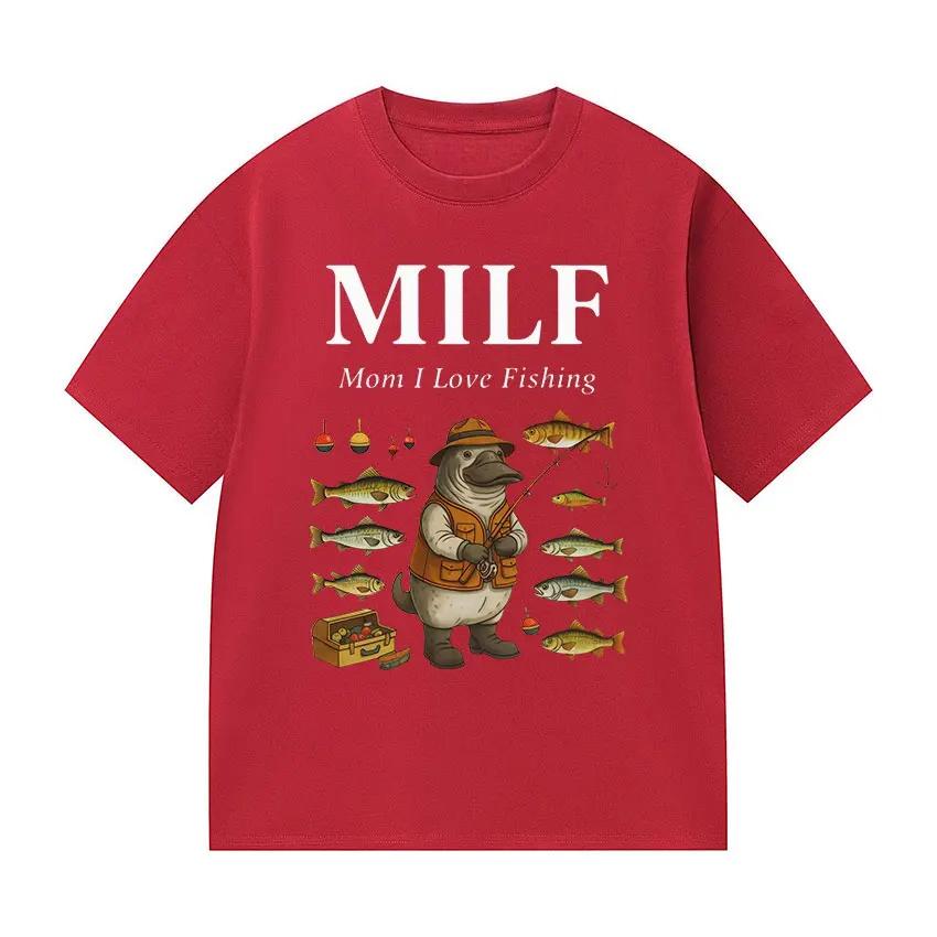 Funny Mom I Love Fishing Meme Vintage TShirt Men Women Fashion Oversized T Shirts Casual High Quality Cotton T Shirt Streetwear