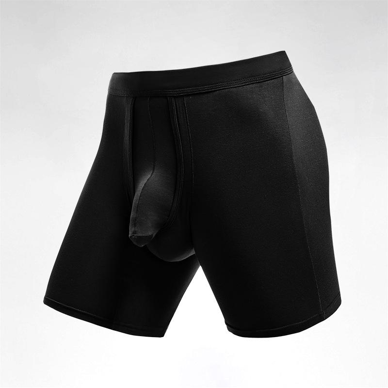 Men's Bullet-Style Separation Long Sports Briefs - Anti-Wear, Breathable, Large Size Boxer for Running